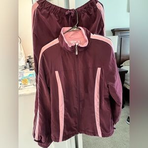 Tickled Pink Jacket and Drawstring pull up pants | pink/maroon women’s 2 piece